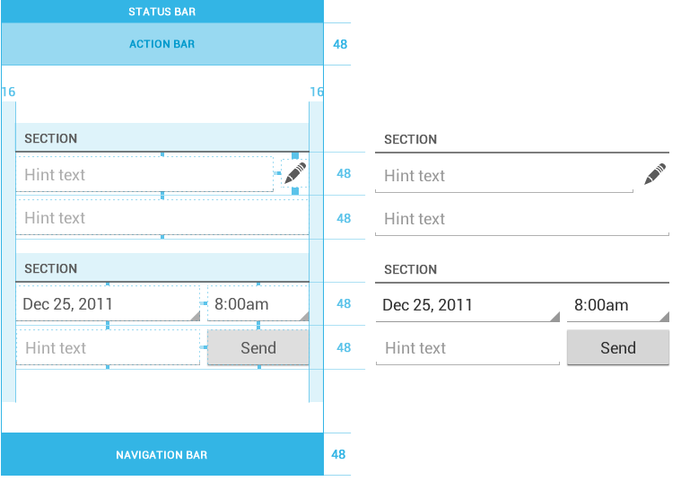 Form dimensions and spacing