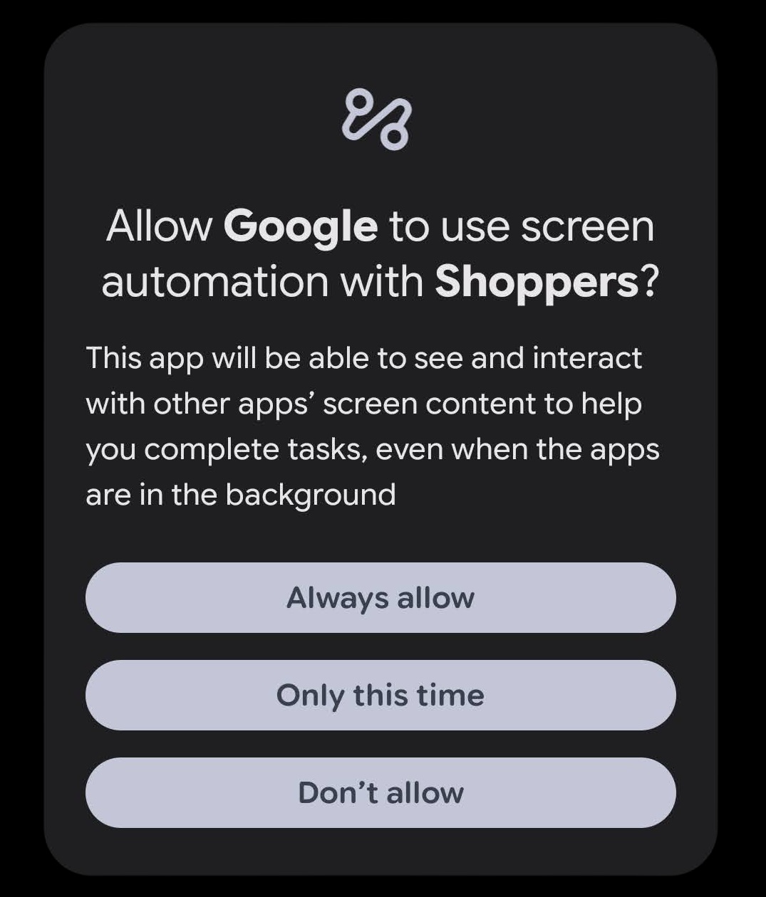 System permission dialog to use task automation.