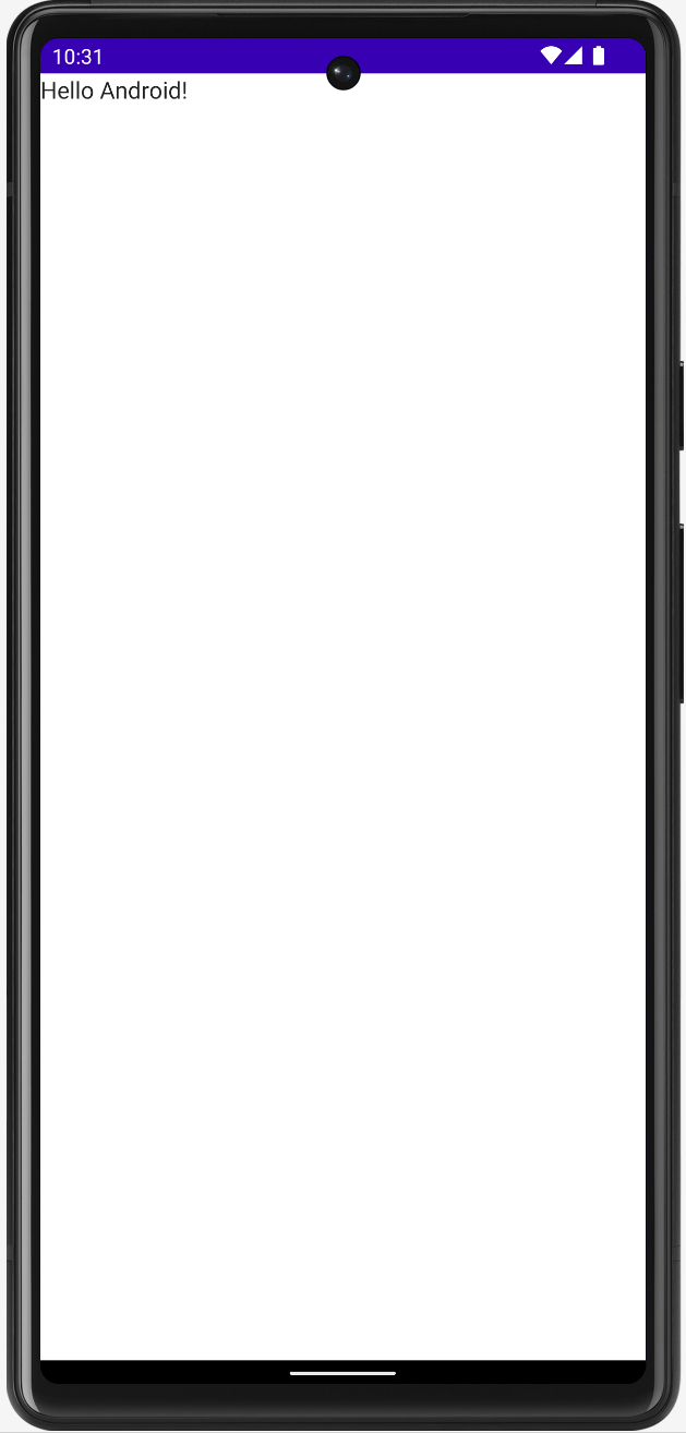 &#39;Hello Android&#39; 텍스트가 표시된 빈 Compose Android 앱 화면