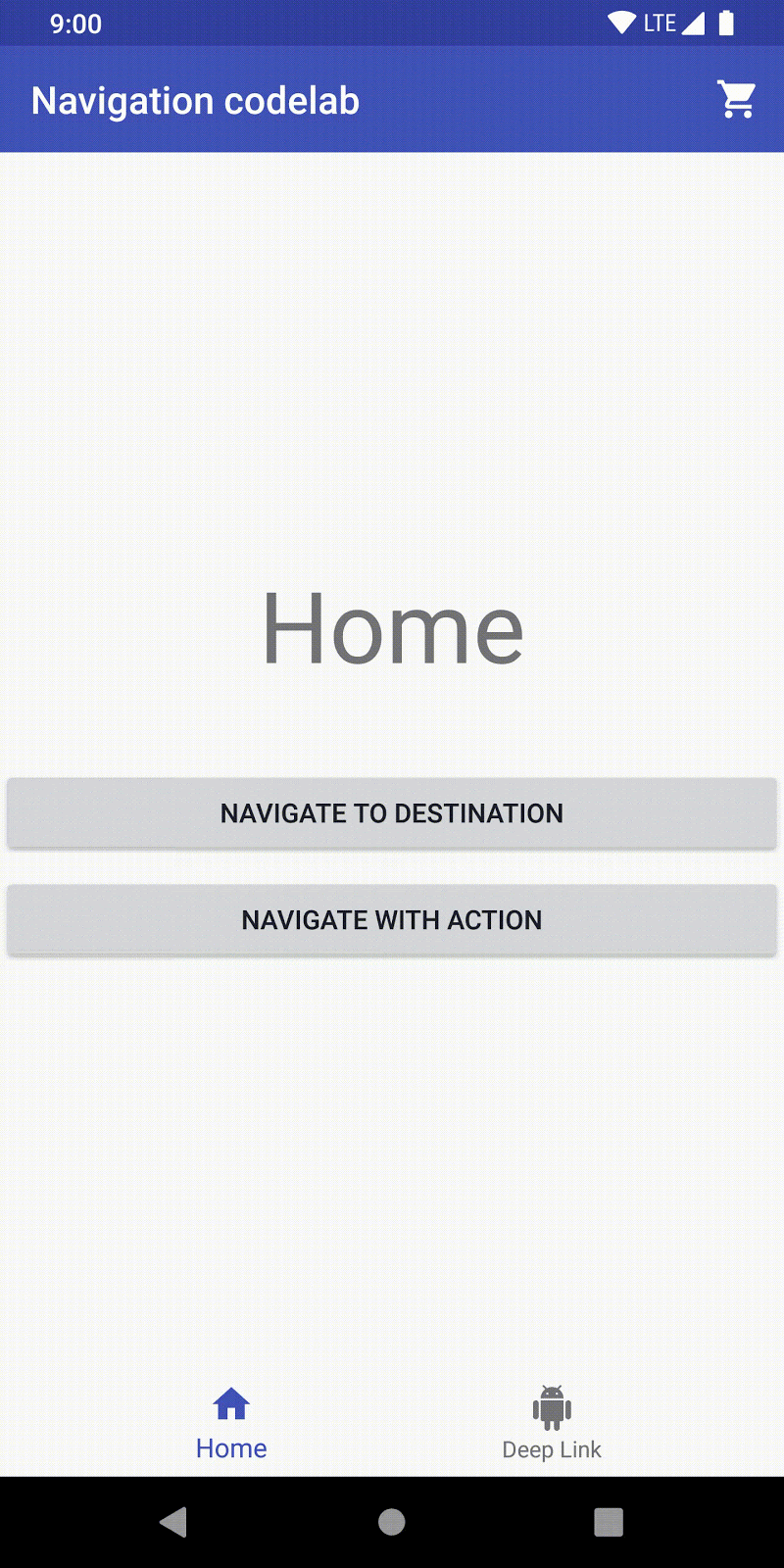 Da página inicial, o usuário clica em "Navigate to destination" e vai para a primeira etapa.