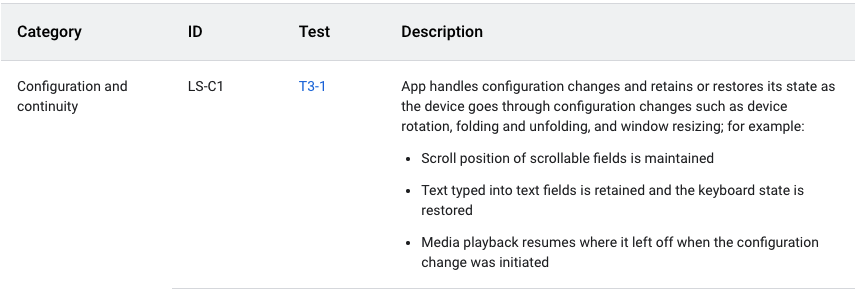 Description de la qualité des applications sur grand écran sur le plan de la configuration et de la continuité.