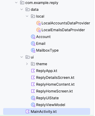 Direktori file Aplikasi Reply menampilkan dua sub-direktori yang diperluas: 