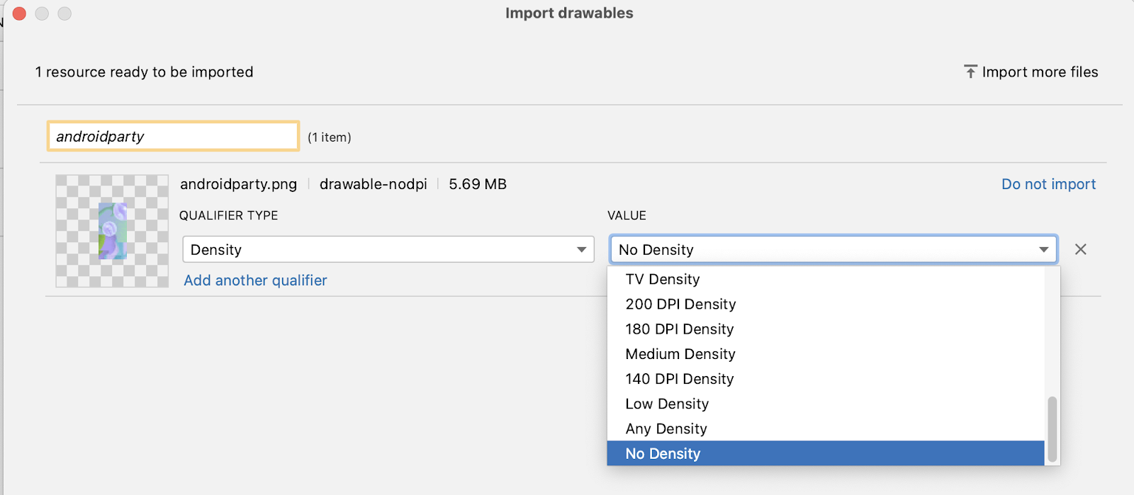  tidak ada dpi yang dipilih di dropdown nilai