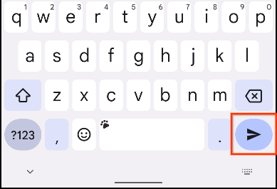 Gambar menampilkan ikon Kirim untuk mengirim teks di kolom input.