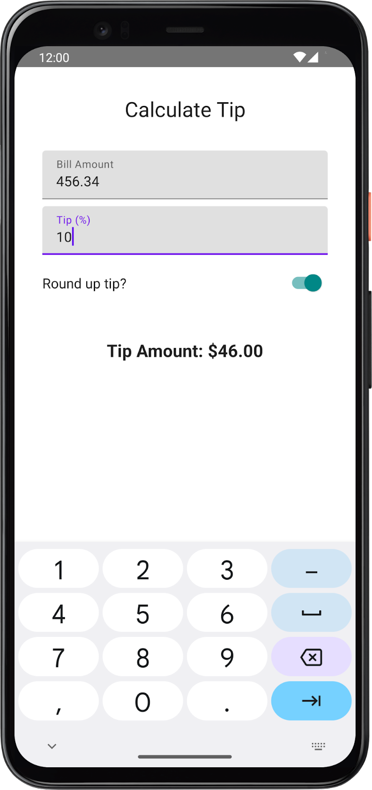 The images depicts the tip amount is rounded up.