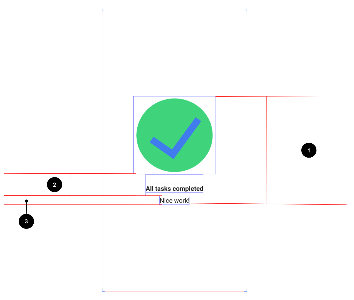 UI specification for task completed screen.