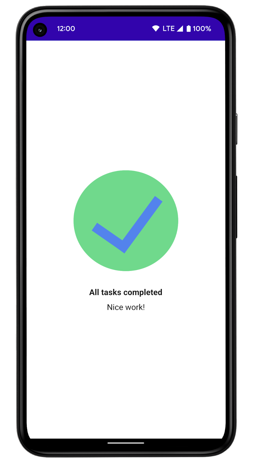 The app displays an All tasks completed screen.