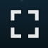 這個符號突顯出矩形的 4 個角，用來表示全螢幕模式。