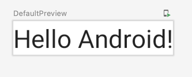 A imagem mostra uma Visualização padrão com o texto "Hello Android!".