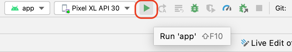按一下「Run app」按鈕來執行應用程式