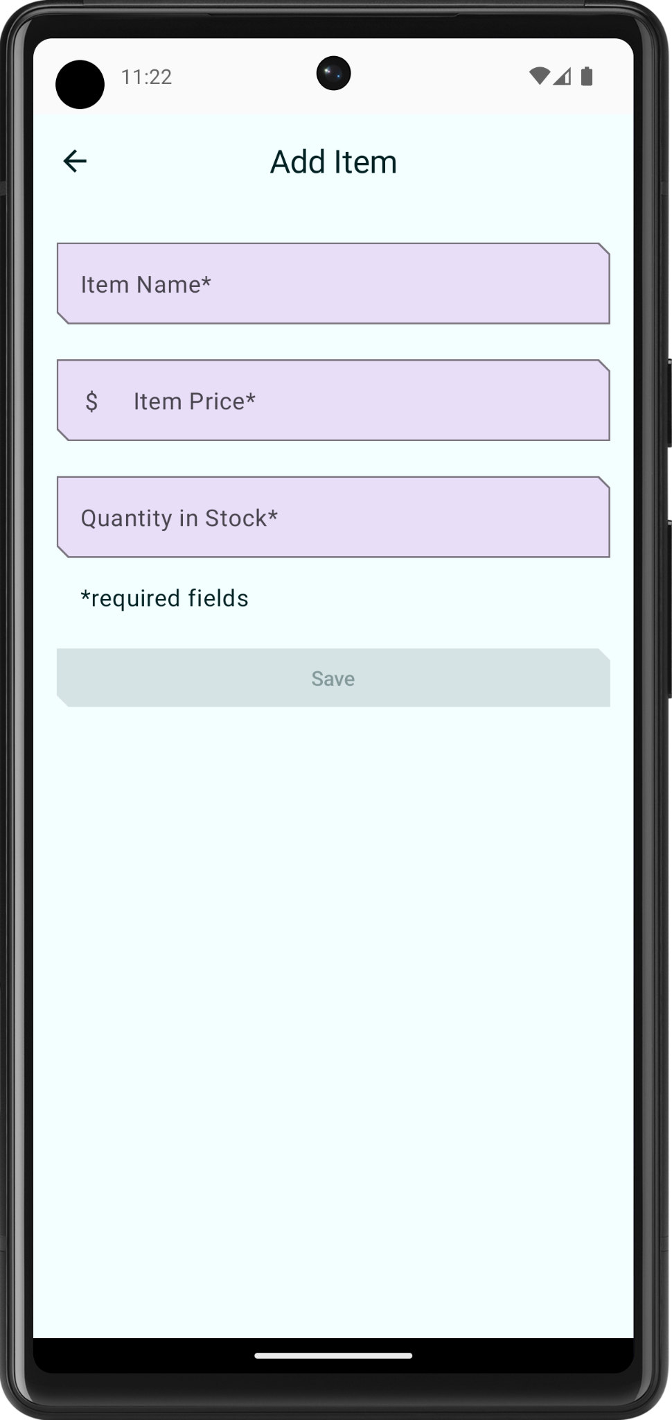 Màn hình Add item (Thêm mặt hàng) hiện trên màn hình điện thoại. 