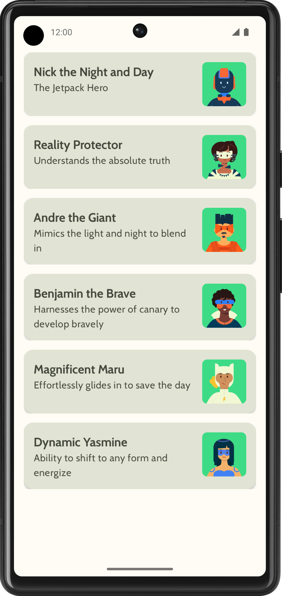 Tela de um smartphone mostrando a lista com a barra de apps na parte de cima