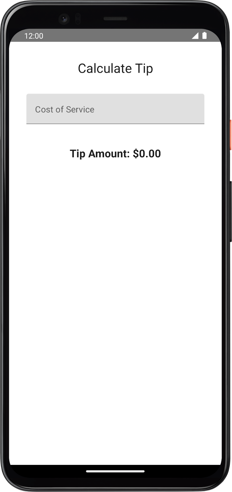 Kalkulator tip dengan kolom teks Cost of service