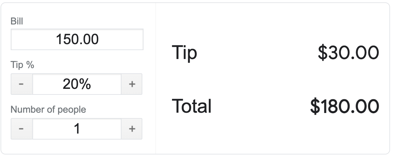 Công cụ tính tiền boa của Google với hoá đơn và % tiền boa đã được điền các giá trị khác nhau c0980ba3e9ebba02.png