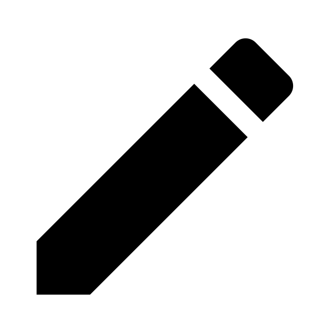 Icône de crayon en noir et blanc