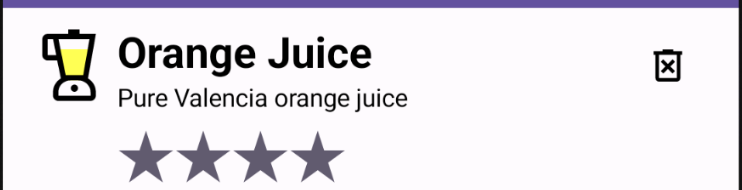 List item with juice details 