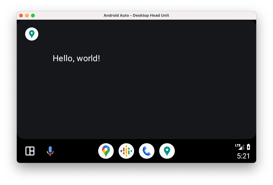 L&#39;application affiche un écran basique avec écrit &quot;Hello, world!&quot;