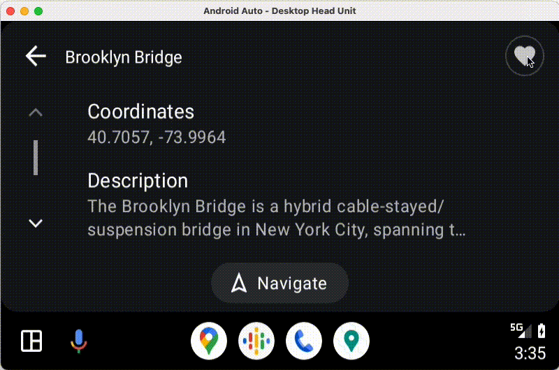 DetailScreen akan ditampilkan. Pengguna mengetuk ikon favorit dan kini warnanya berubah seperti yang diharapkan.