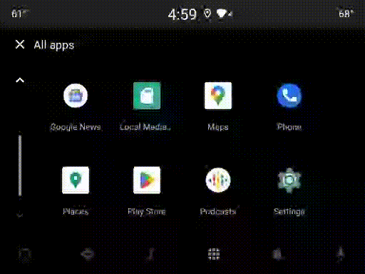 Un enregistrement d&#39;écran montrant l&#39;application qui s&#39;exécute sur un émulateur d&#39;Android Automotive OS.