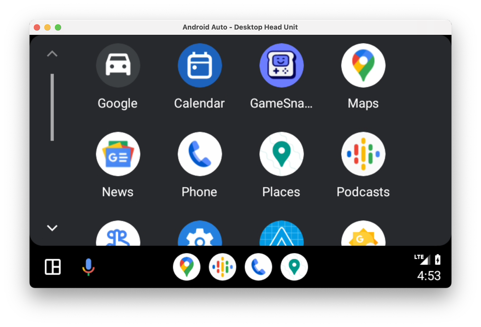 Le lanceur d&#39;Android Auto affichant la grille d&#39;applications avec l&#39;application Places