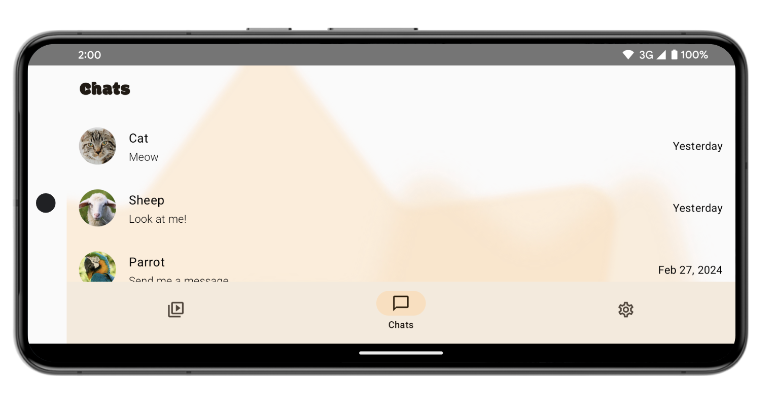 L'application SociaLite en mode Paysage.
