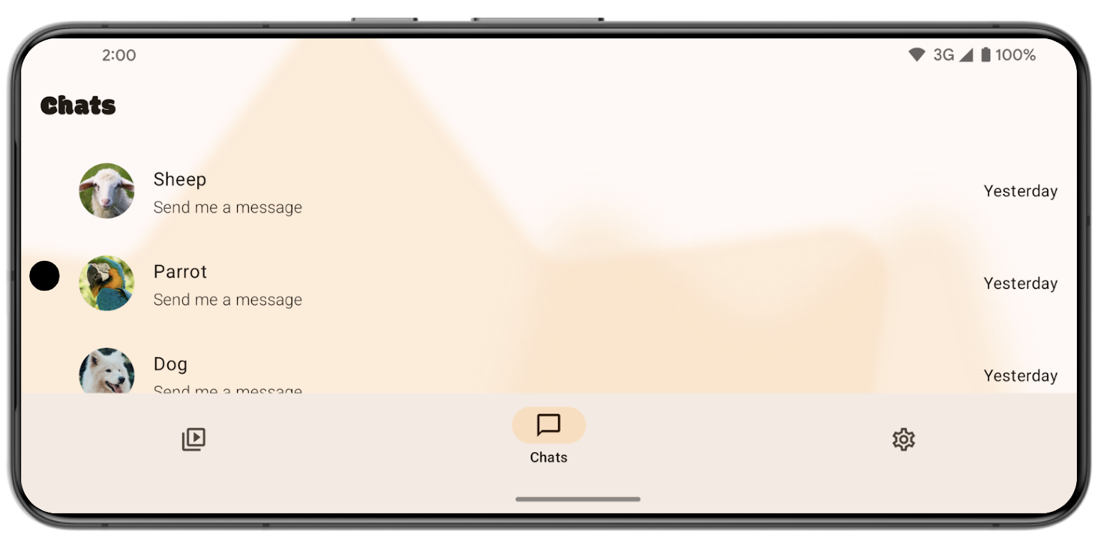L'application SociaLite en mode Paysage.