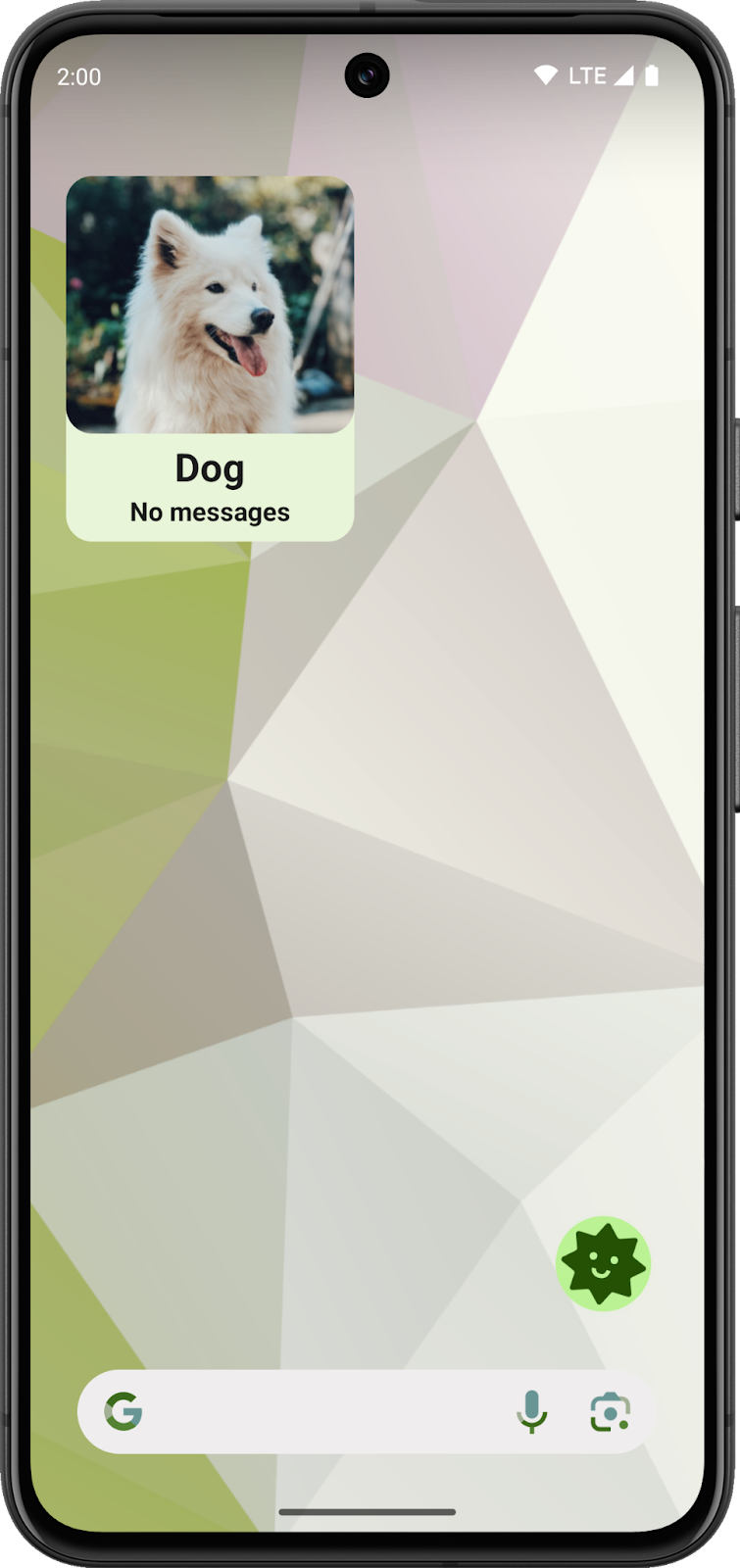 Una pantalla principal de Android con el widget de SociaLite finalizado con un tema claro.
