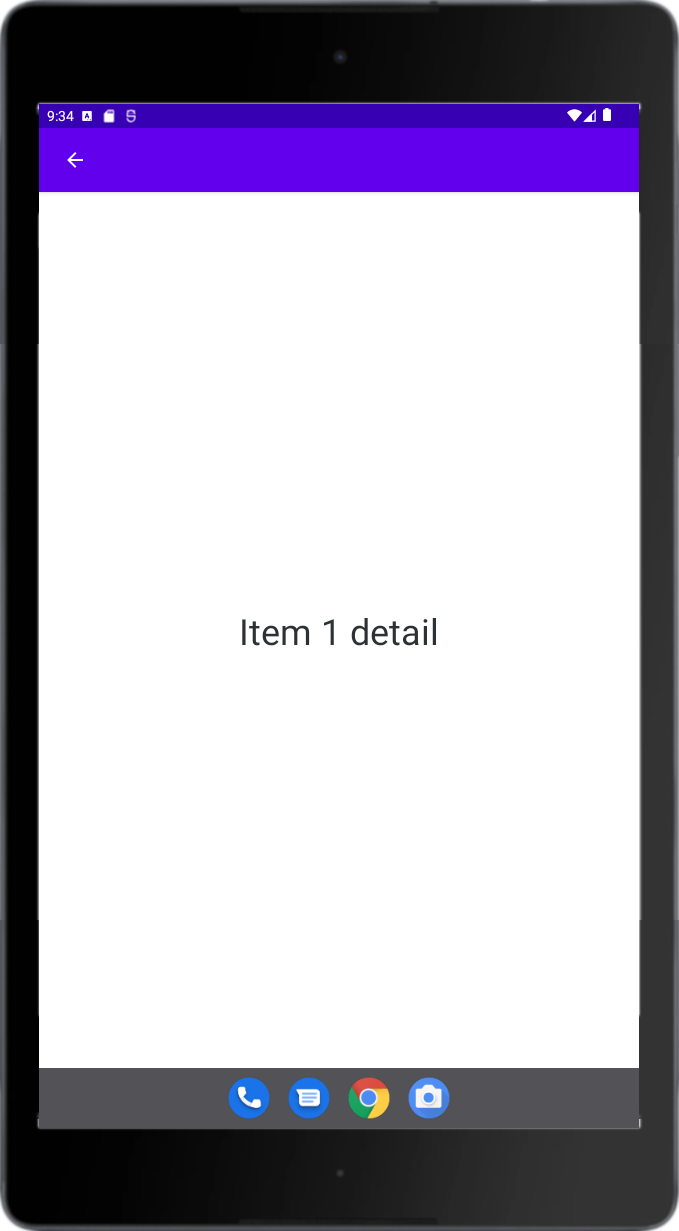 List and detail activities stacked in portrait orientation on small tablet.