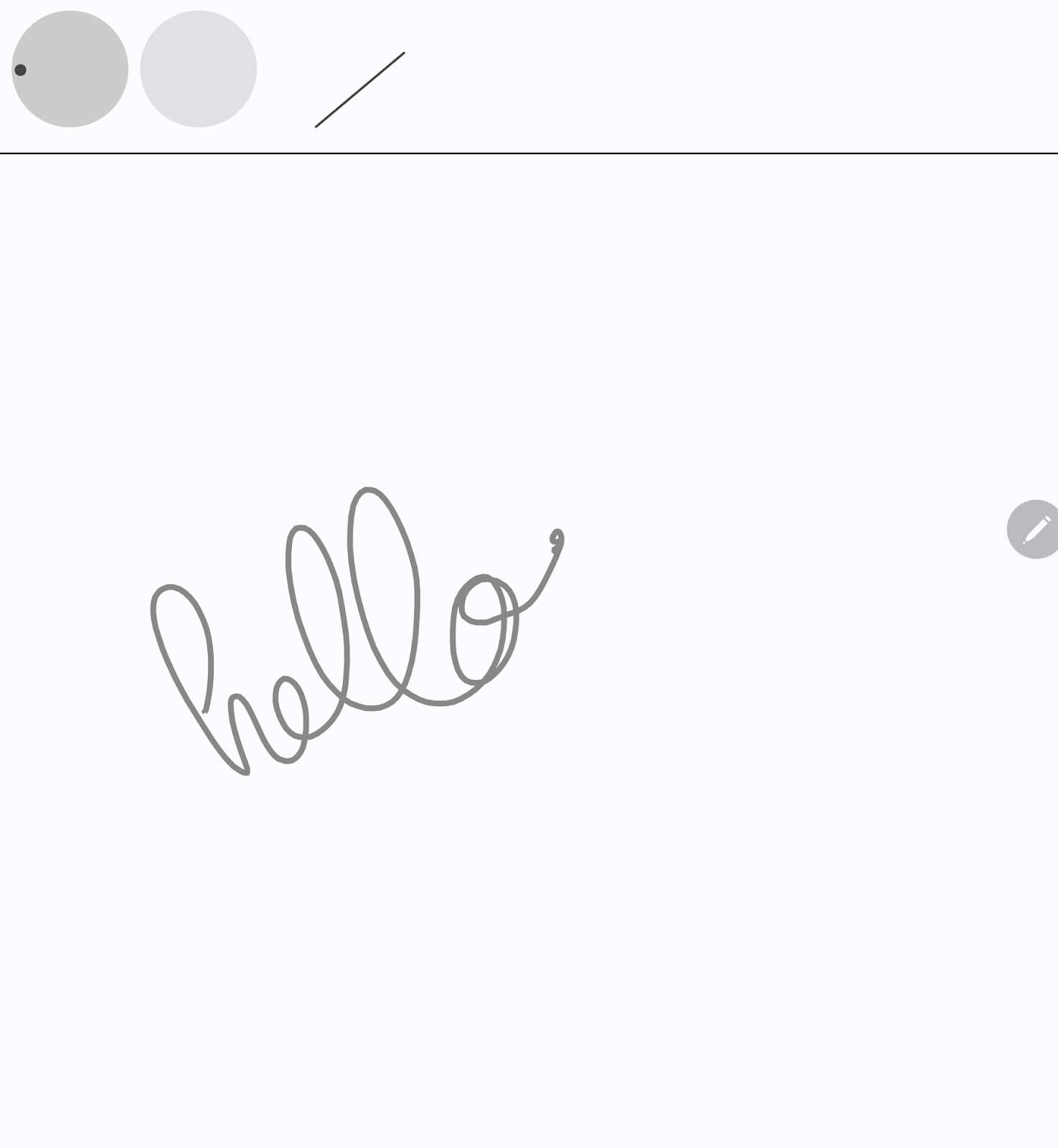 Orientation, pression et inclinaison visualisées du mot &quot;hello&quot; écrit avec un stylet