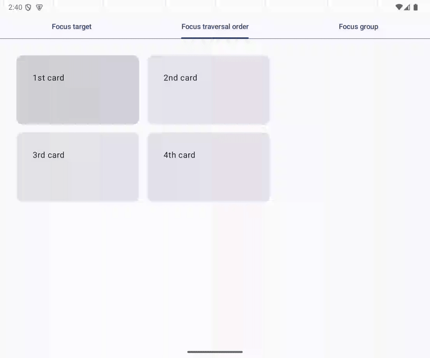 En la animación GIF, se muestra cómo se mueve el enfoque del teclado después de la modificación. Se mueve de izquierda a derecha y de arriba abajo en orden z.