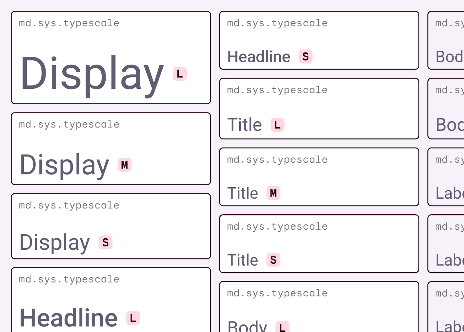 Exemples de rôles de typographie sémantique dans M3.