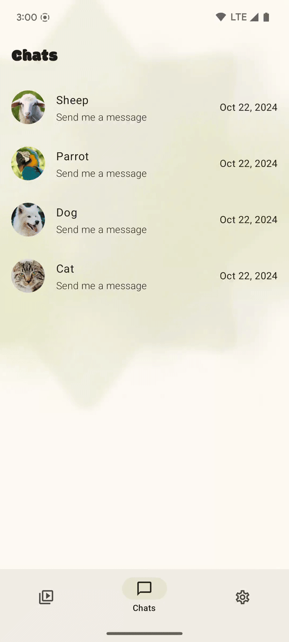 The SociaLite app with custom in-app predictive back animations.