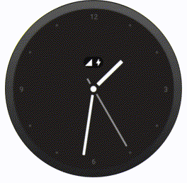 reloj animado; usuario que desliza la cara de reloj hasta la primera tarjeta que es una previsión, luego, a una tarjeta del temporizador y de vuelta a la primera