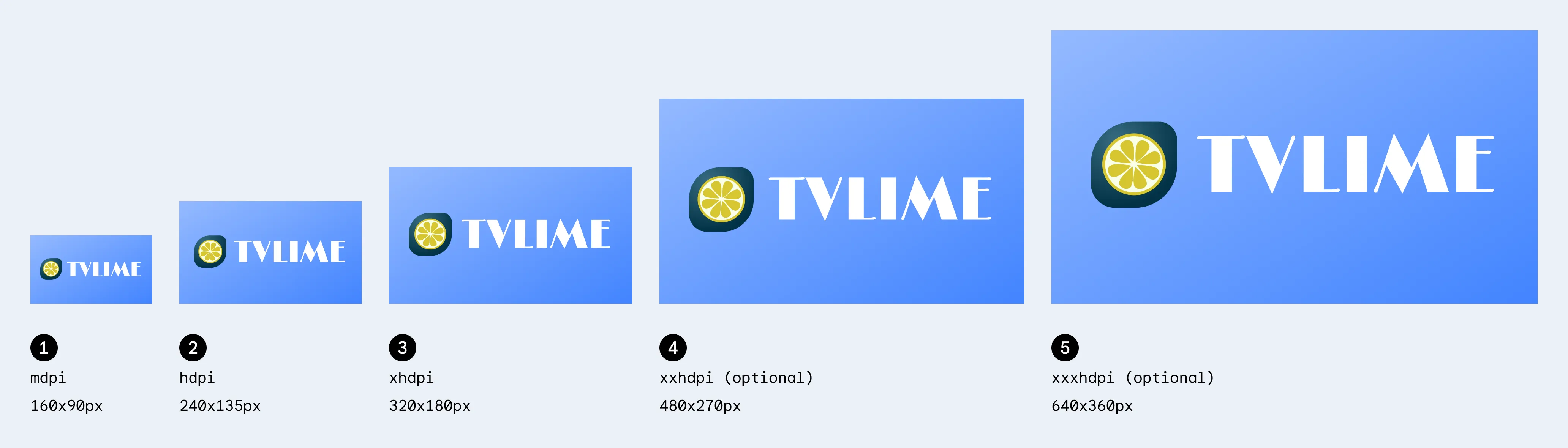 Tamanhos de ícones de banner de TV