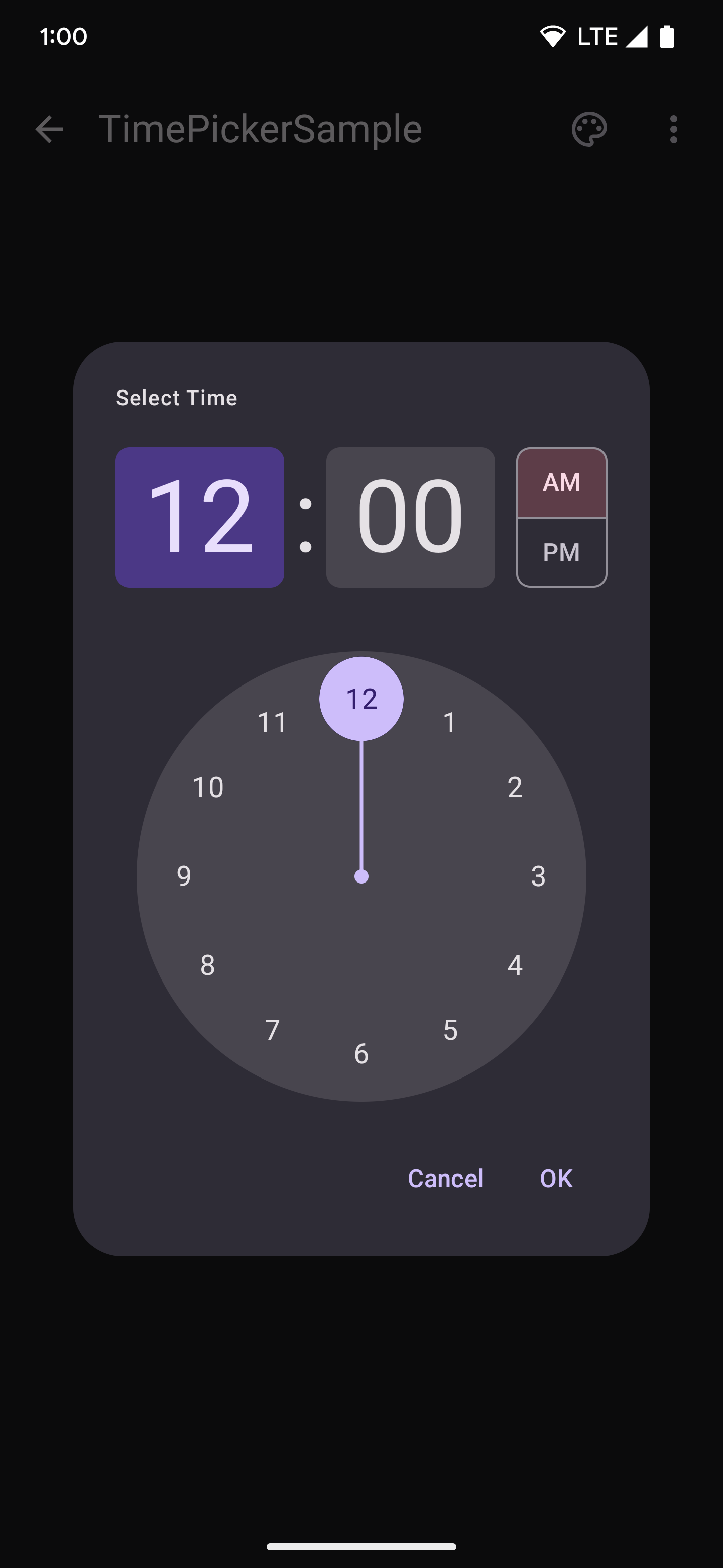 Tarcza zegara z wyświetlonym selektorem czasu.