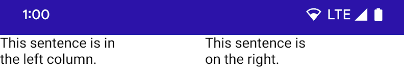 2 列のテキストからなるレイアウト。左側の列には「This sentence is the left column」、右側の列には「This sentence is on the right」と読み上げられています。