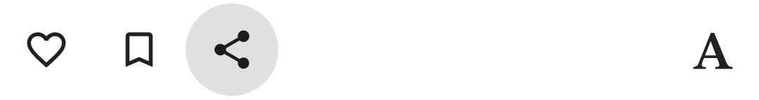 Una striscia di quattro icone cliccabili, con l'icona "Condividi" evidenziata.