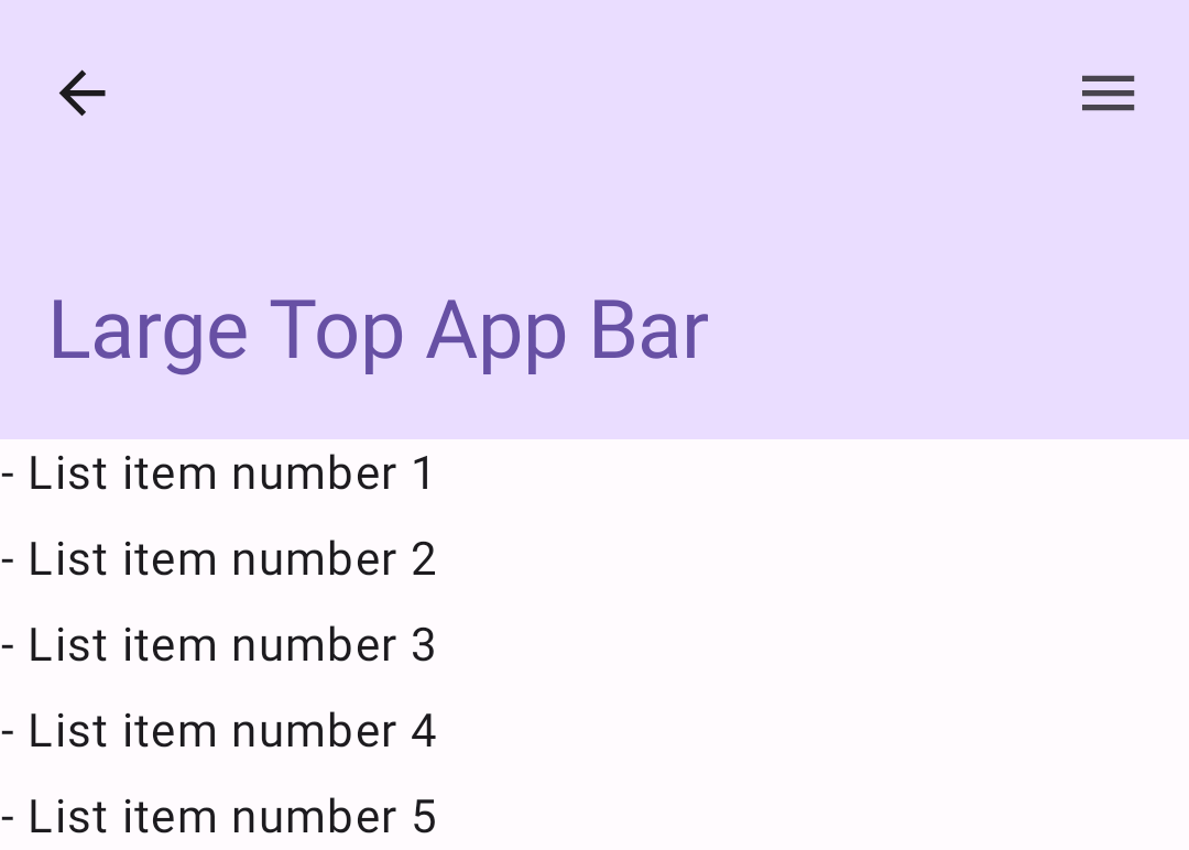 Schermata di un&#39;app con una barra in basso che contiene le icone di azione a sinistra e un pulsante di azione mobile a destra.