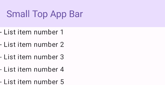 Un esempio di una barra delle app piccola in alto.