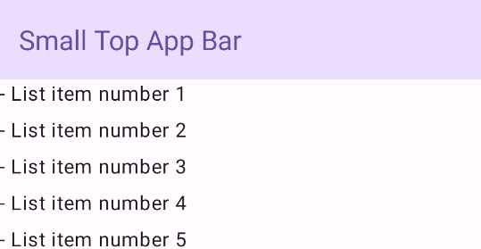 Esempio di una barra dell'app in alto piccola.