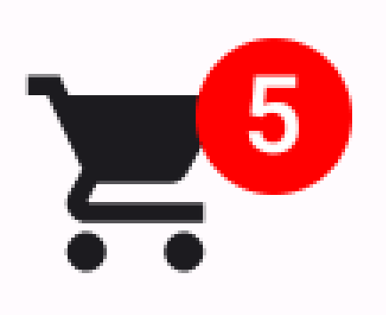 Un&#39;implementazione del badge che contiene il numero di articoli contenuti in un carrello degli acquisti.