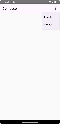 Ein Dropdown-Menü mit zwei Optionen wird angezeigt. Ein Symbol mit drei vertikalen Punkten zeigt an, dass durch Klicken darauf das Menü geöffnet wird.