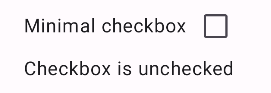 ラベル付きのチェックボックスがオフになっている。その下に「チェックボックスがオフになっています」というテキスト