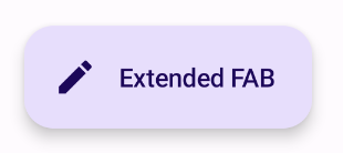 Implementacja komponentu ExtendedFloatingActionButton z tekstem „rozszerzony przycisk” i ikoną edycji.