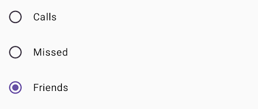 Aramalar, Cevapsız ve Arkadaşlar etiketli üç radyo düğmesinin listesi. Arkadaşlar radyo düğmesi seçilir.