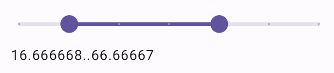 A range slider component with two values selected. A label displays the upper and lower bounds of the selection.