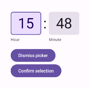 An input time picker. The user can enter a time using text fields.