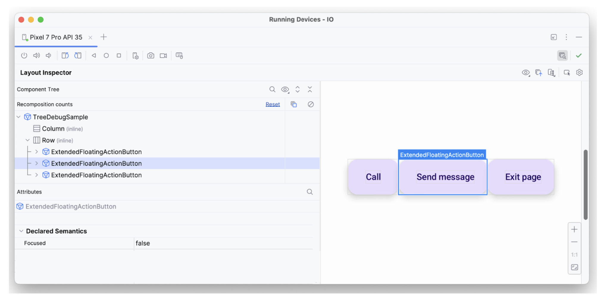 Layout Inspector: عنصر دوم با تمرکز