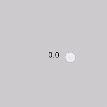 Ein UI-Element, das das Drücken des Fingers erkennt und den numerischen Wert für die Position des Fingers anzeigt