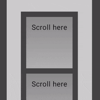 Dua elemen UI scroll vertikal bertingkat, yang merespons gestur di dalam dan
di luar elemen
dalam
